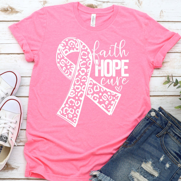 Faith hope cure leopard ribbon